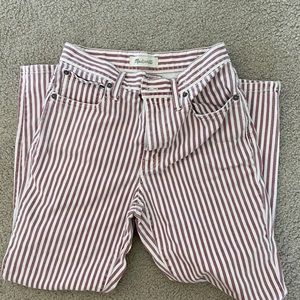 Red and white striped madewell jeans
